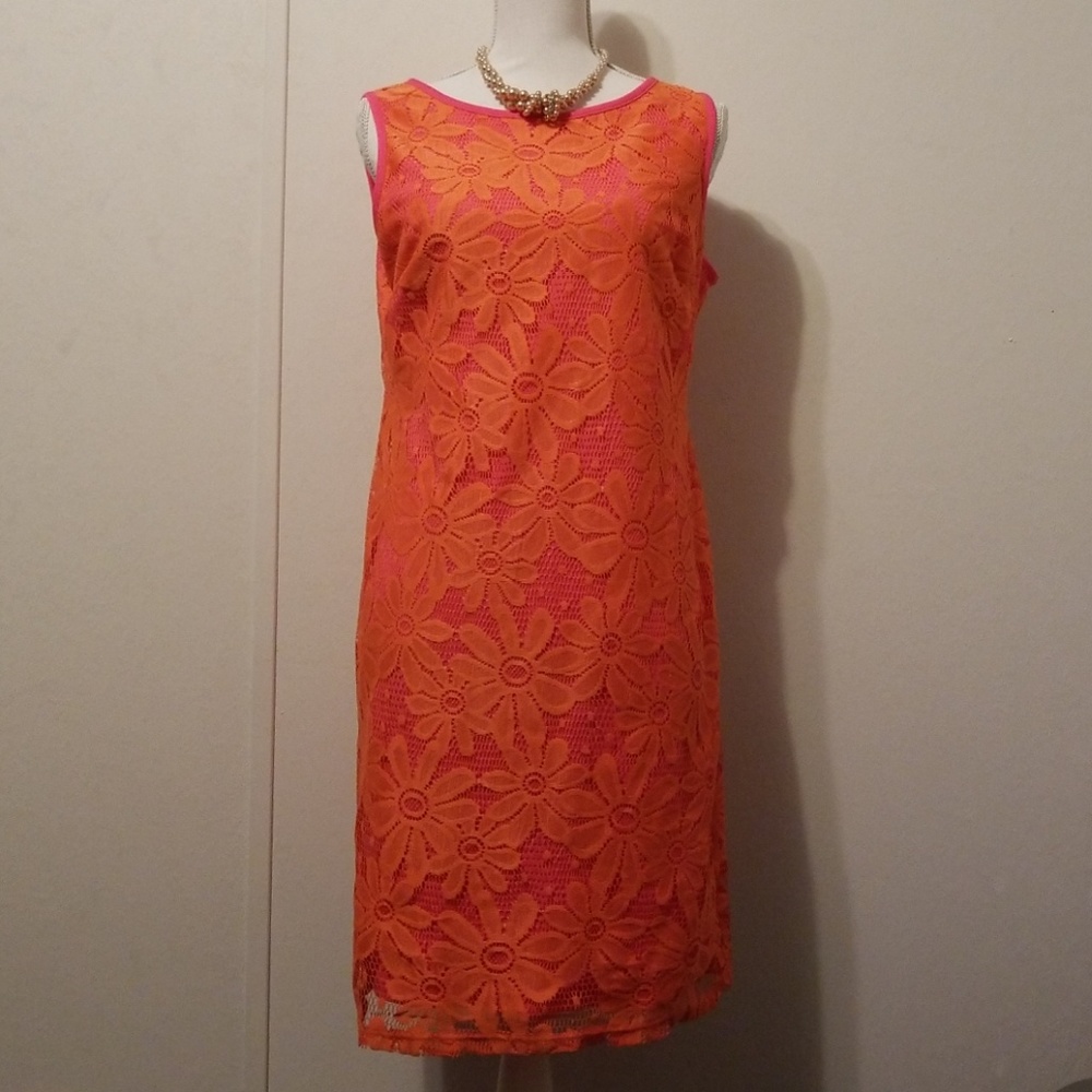 Karen Stevens Pink/Orange Dress Size 12